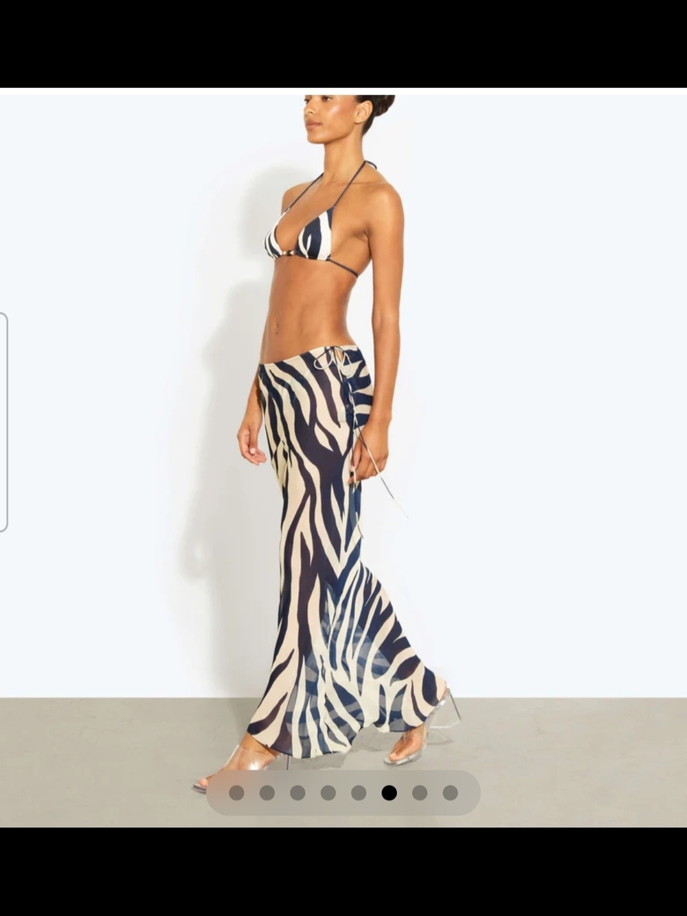 Rat & Boa Navy and Cream Zebra Print Maxi Skirt
